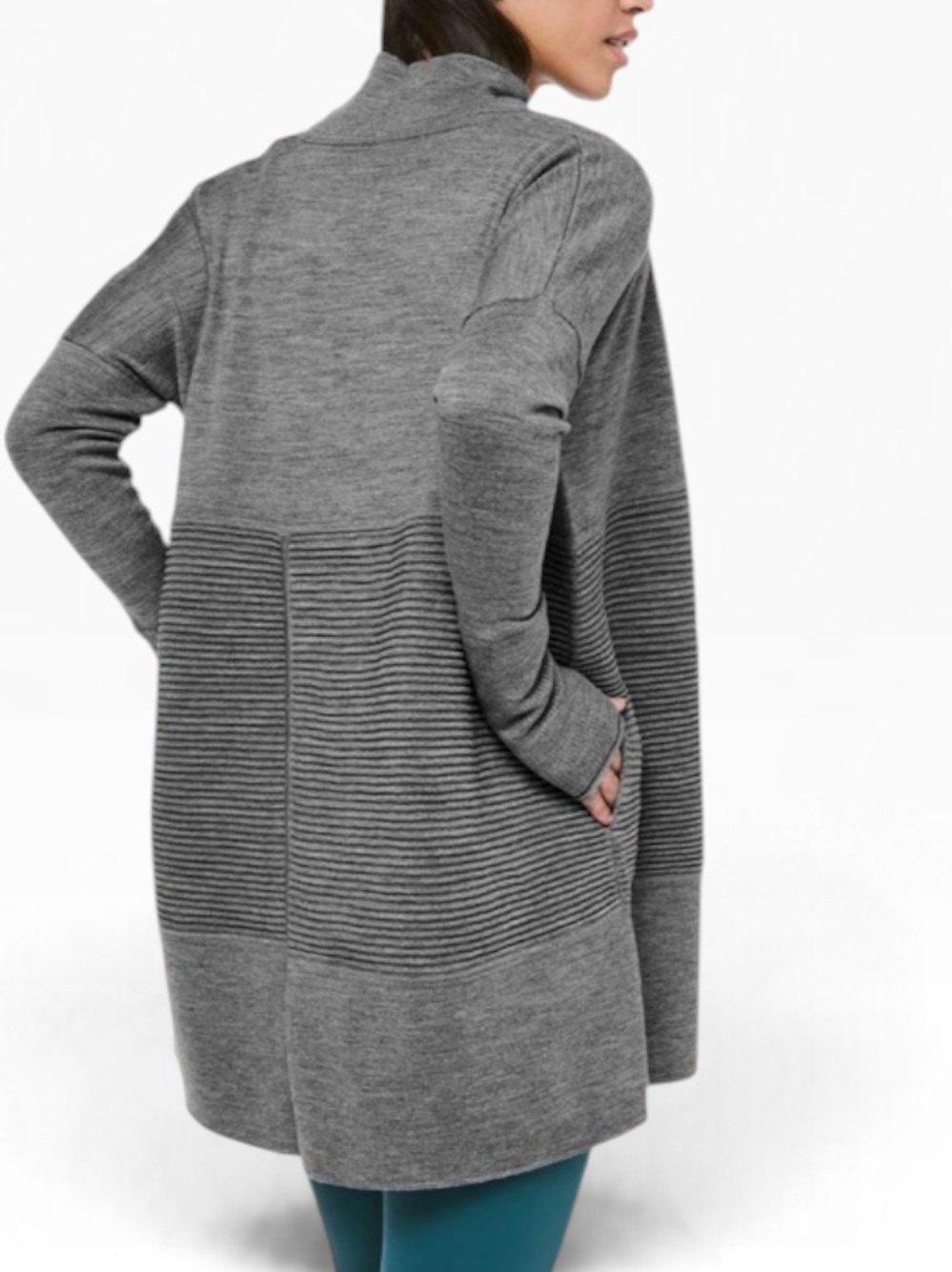 Lululemon Sit In Lotus Wrap Cardigan Heathered Medium Grey - see photo raw cuffs